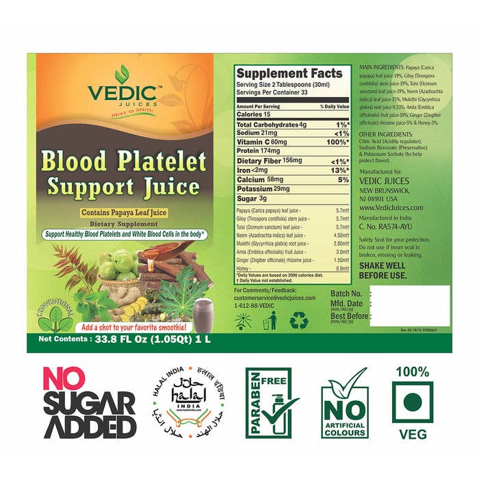 Vedic Blood Platelet Support Juice