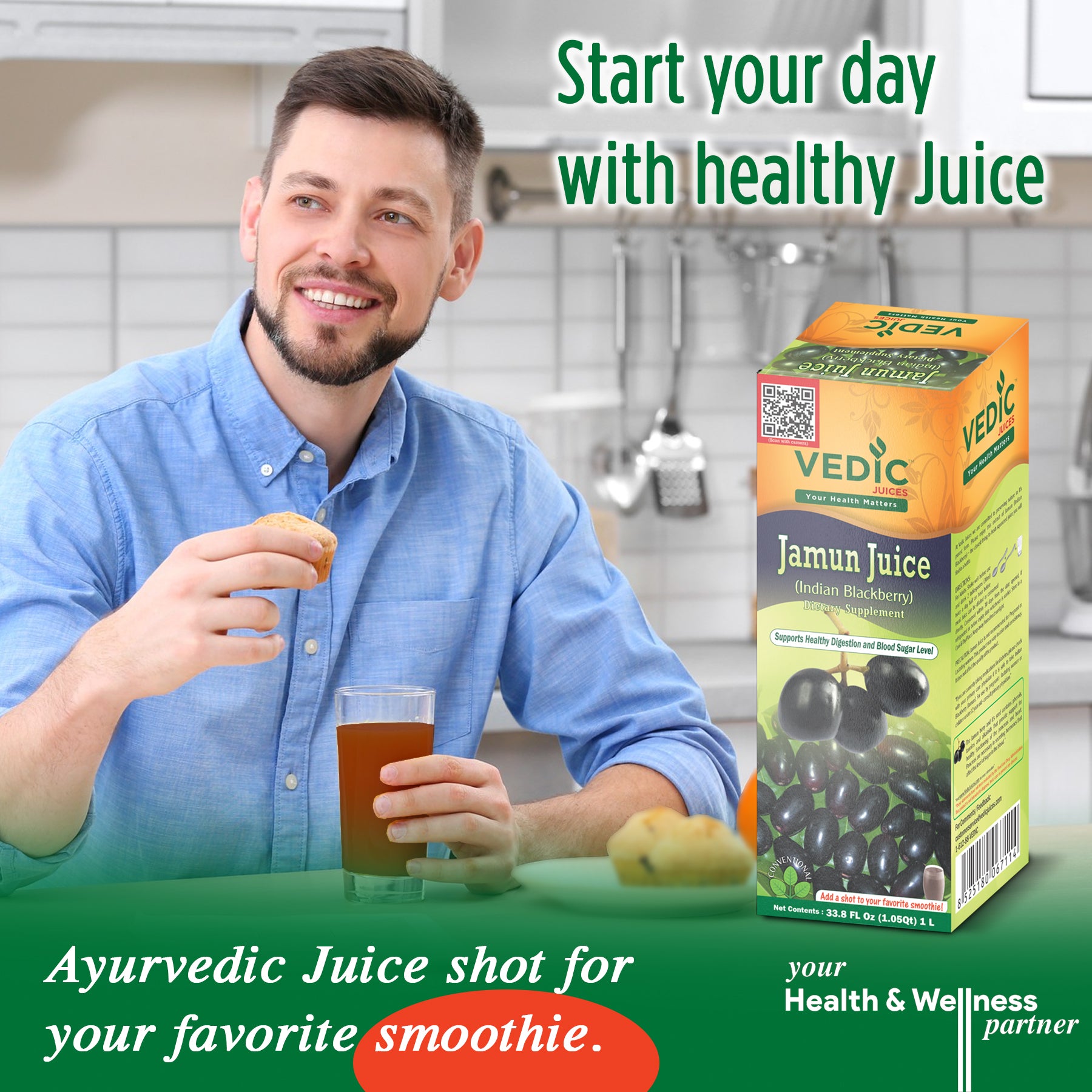 Vedic Jamun Juice - Blueberry Blend Juice Concentrate - Natural Antioxidant for Immune Support -  33.8oz, Ideal for Daily Use-23