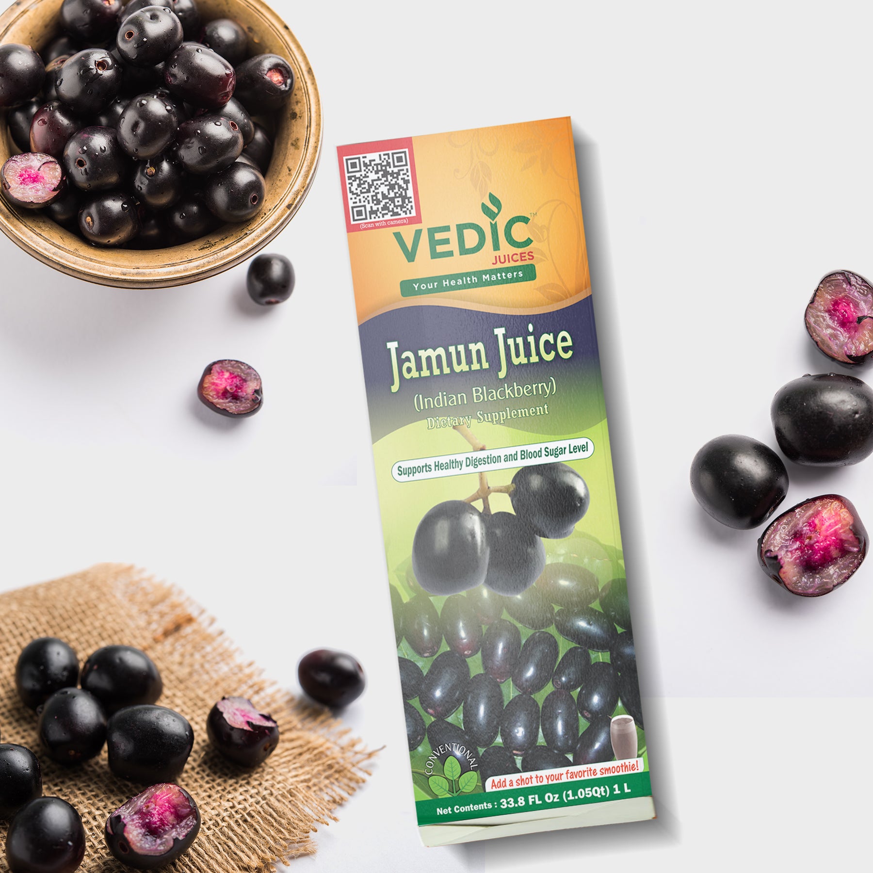Vedic Jamun Juice - Blueberry Blend Juice Concentrate - Natural Antioxidant for Immune Support -  33.8oz, Ideal for Daily Use-23