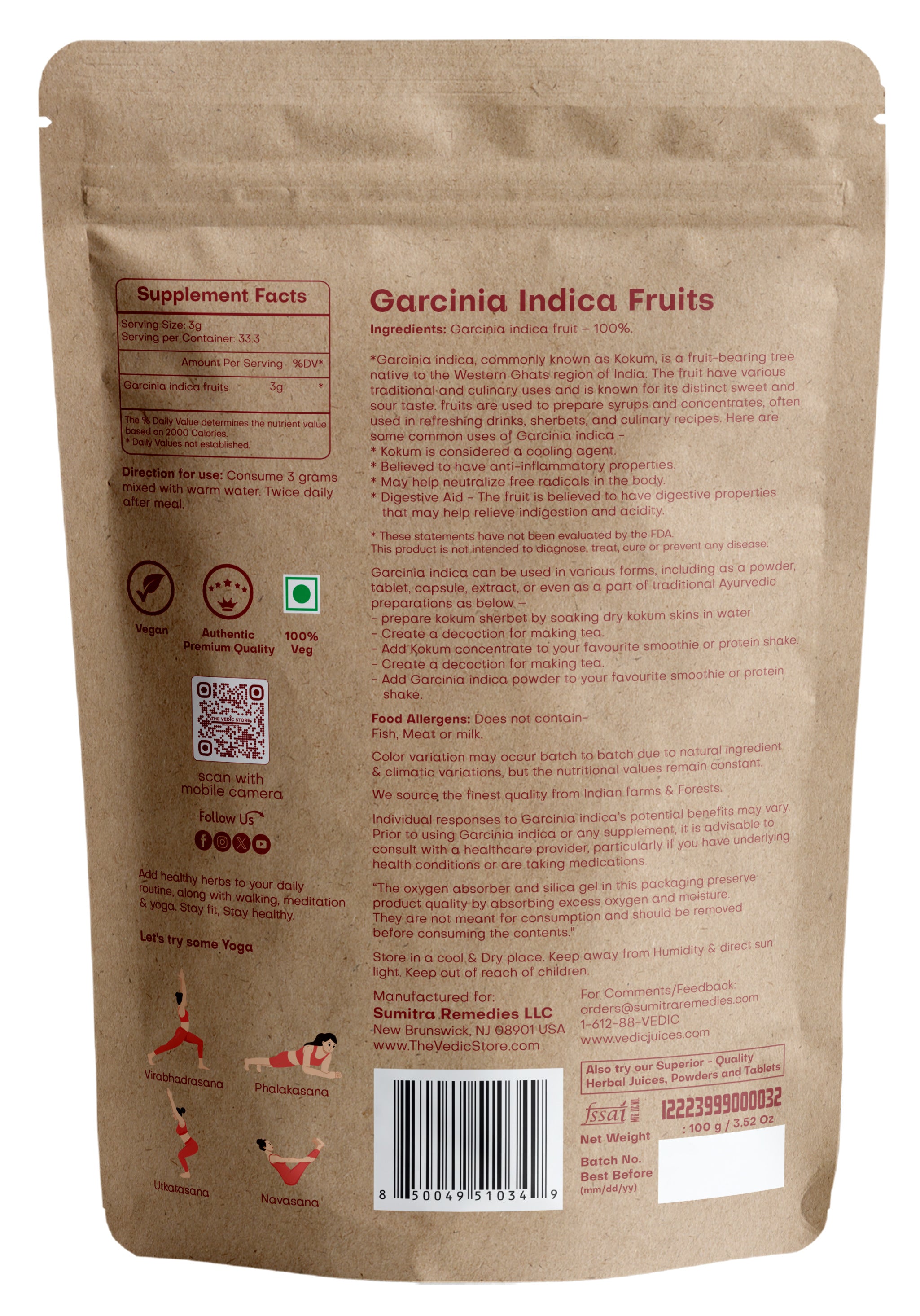 Vedic Herbs Garcinia indica/ kokum Fruit