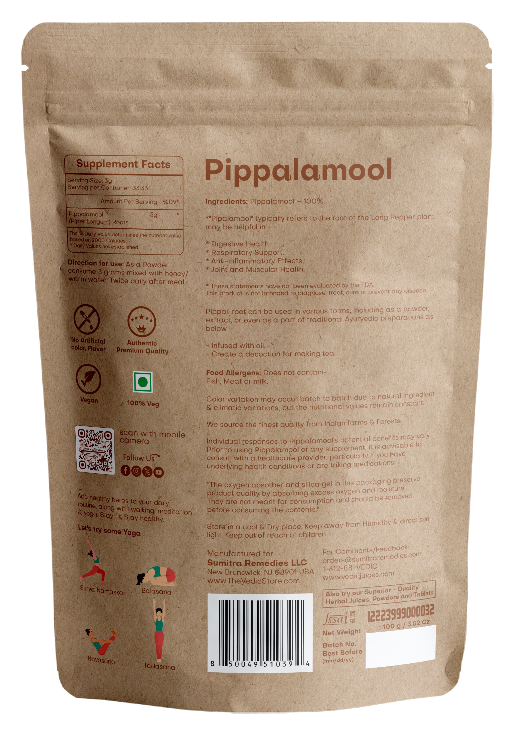 Vedic Herbs Pippalamool / Pippali Root
