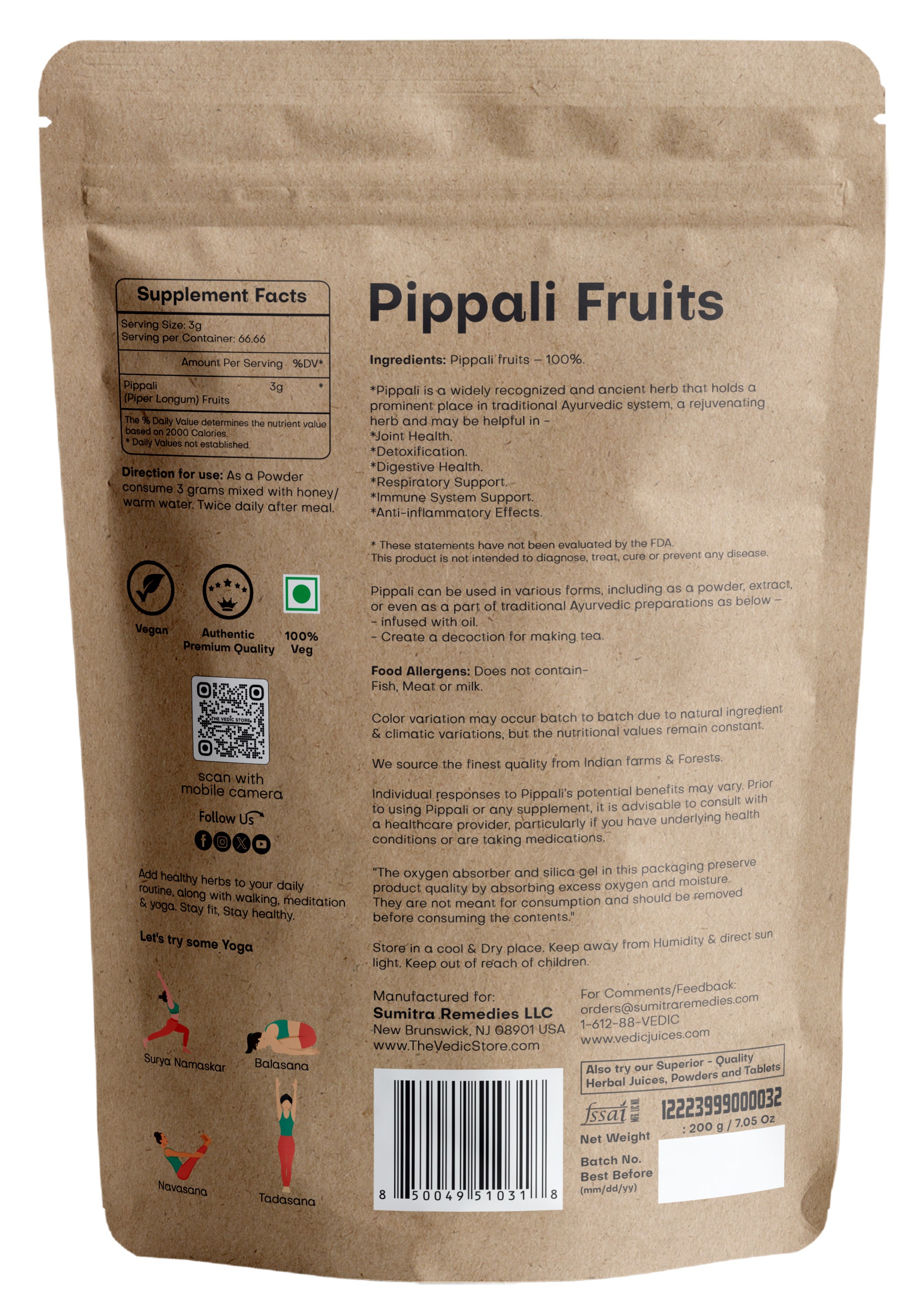 Vedic Herbs Pippali Fruit