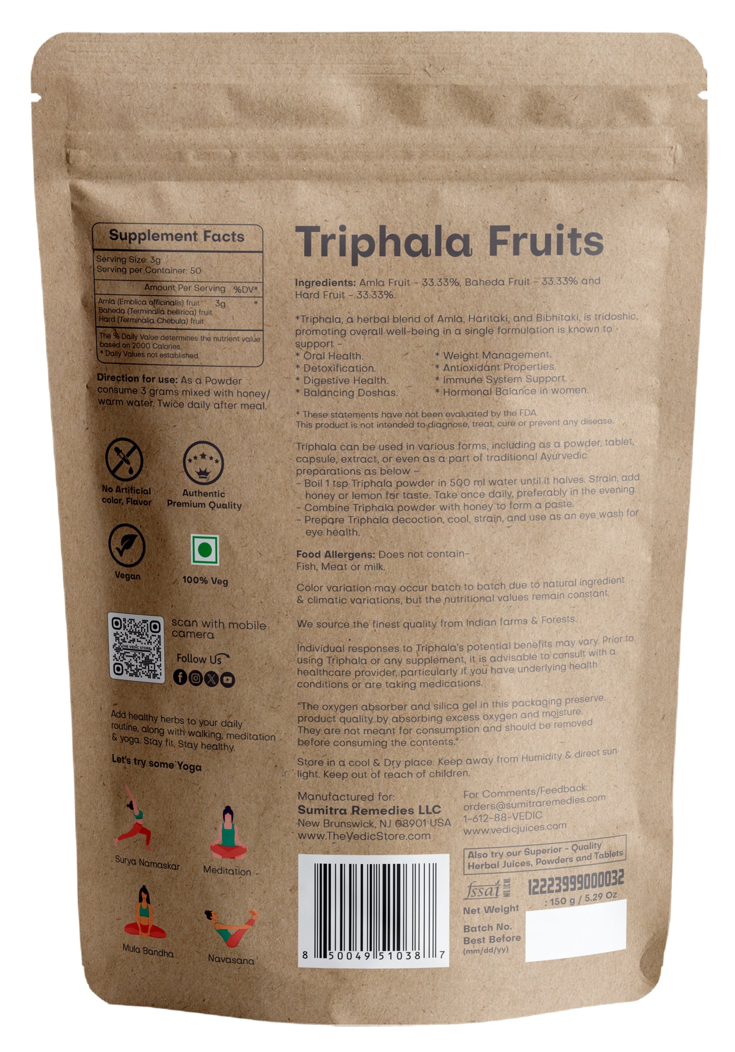 Vedic Herbs Triphala Fruits - The Vedic Store