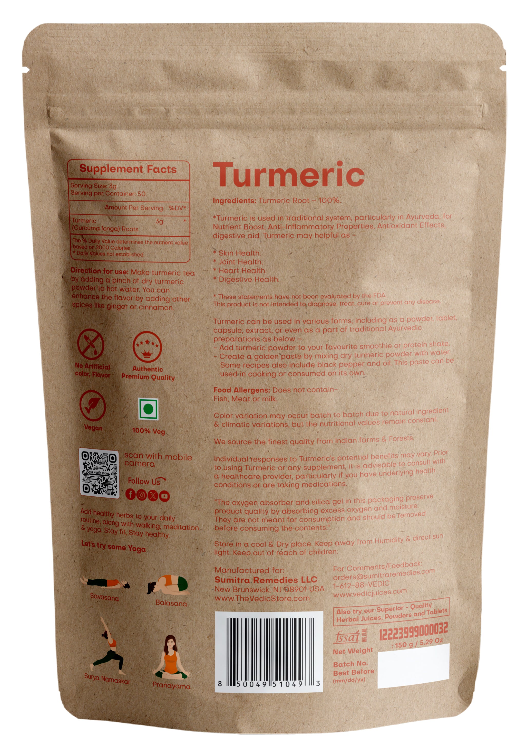 Vedic Herbs Turmeric Root