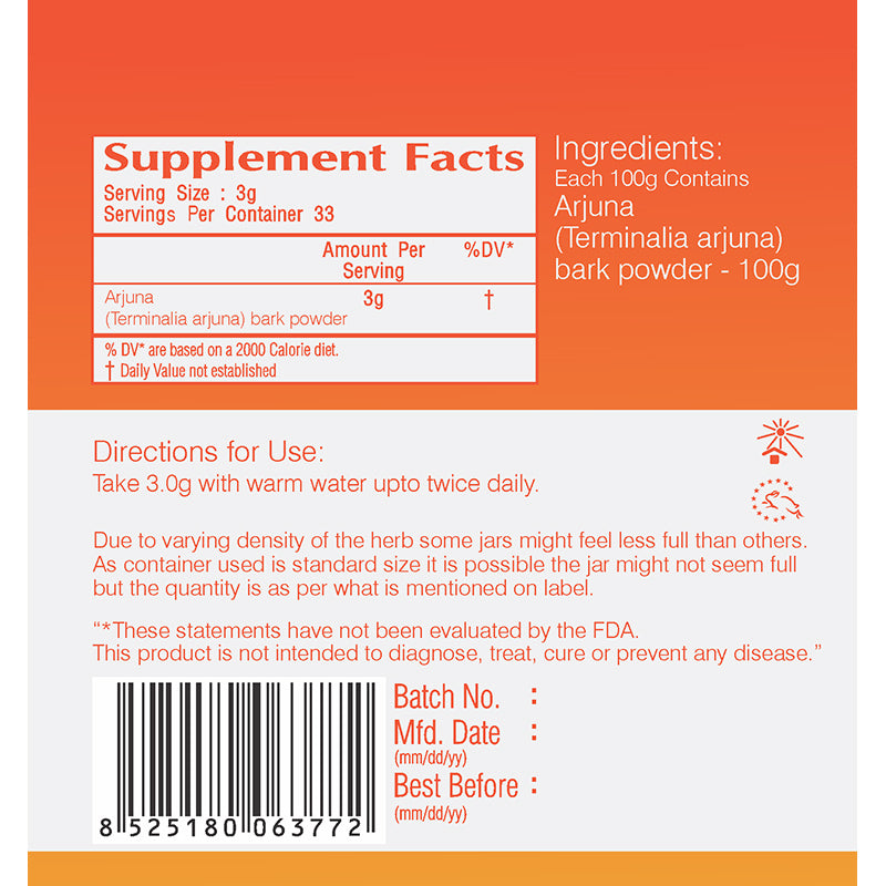 Vedic Arjuna Powder - Supports Healthy Heart & Blood Circulation (100g)
