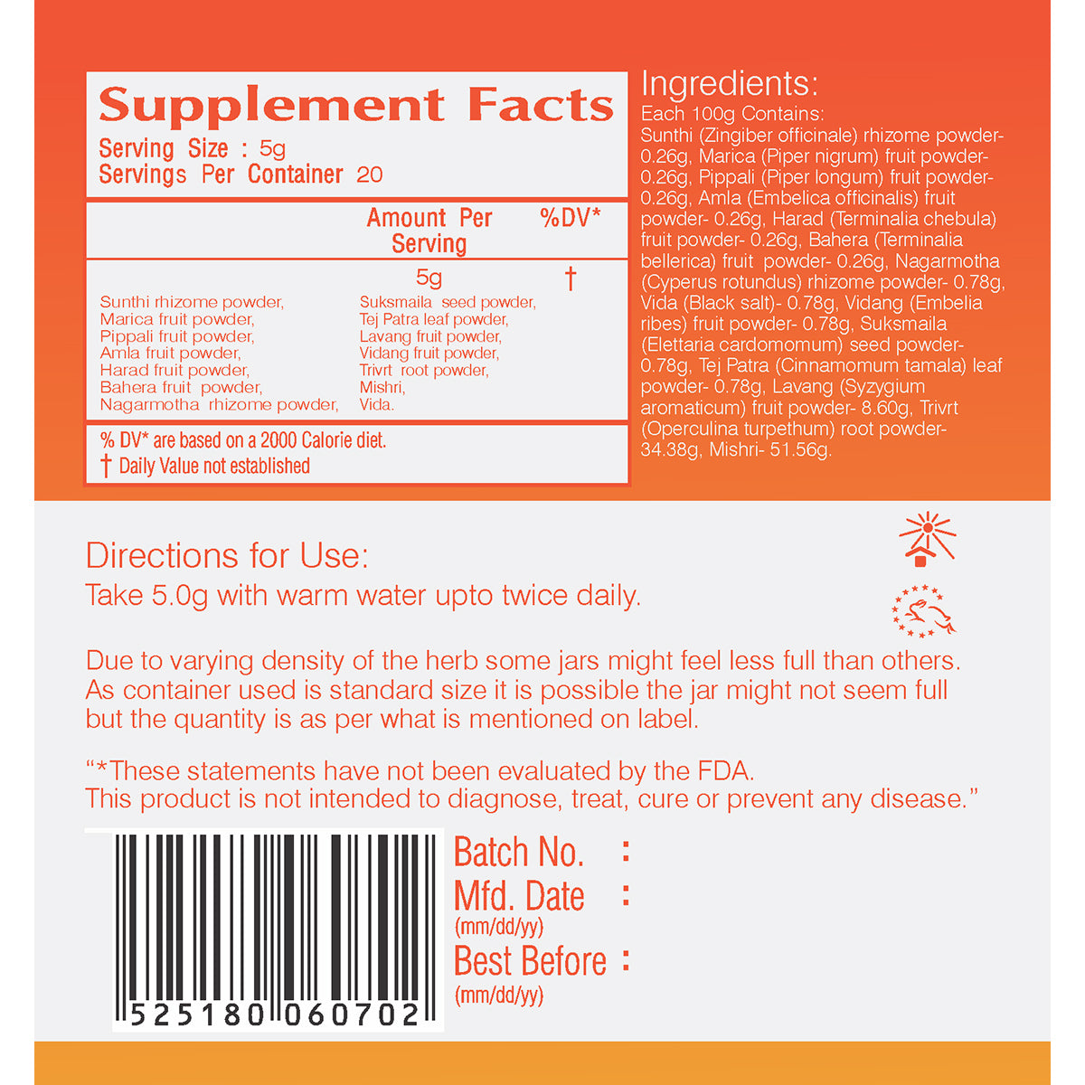 Vedic Avipattikar Powder | Supports Healthy Gastro Intestinal Tract