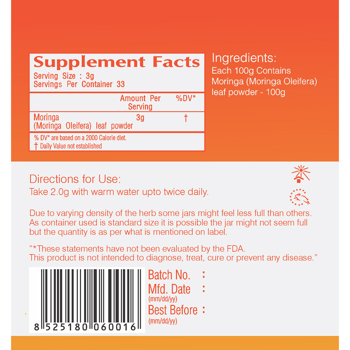 Vedic Moringa Powder | Rich Source of Antioxidants, Vitamins and Minerals