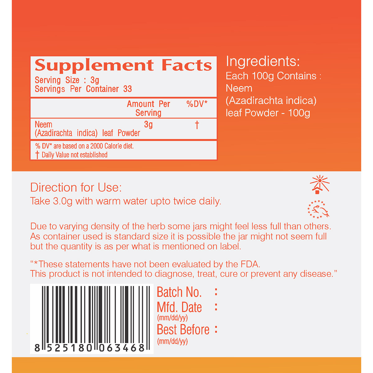 Vedic Neem Powder | Supports Healthy Blood