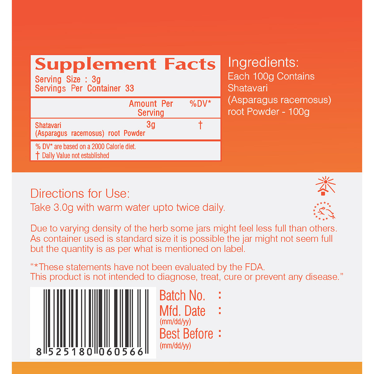 Vedic Shatavari Powder | Supports Healthy Female Reproductive System
