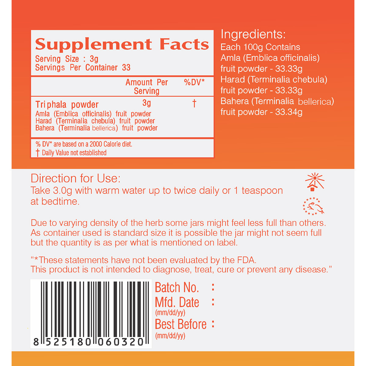 Vedic Triphala Powder | Helps Body Detoxification