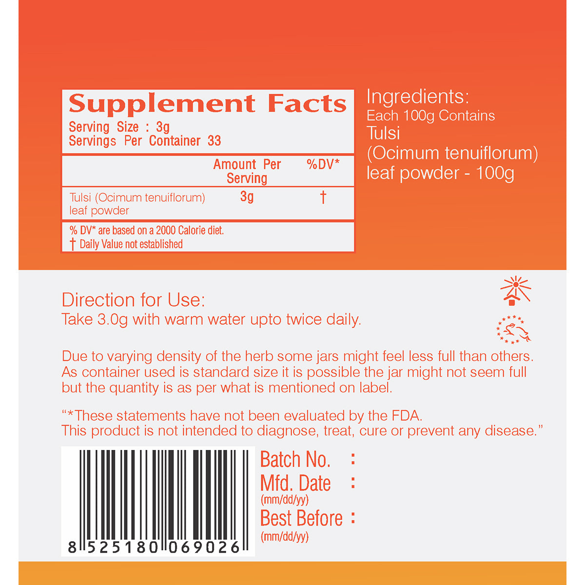 Vedic Tulsi Powder | Supports Respiratory Health - The Vedic Store