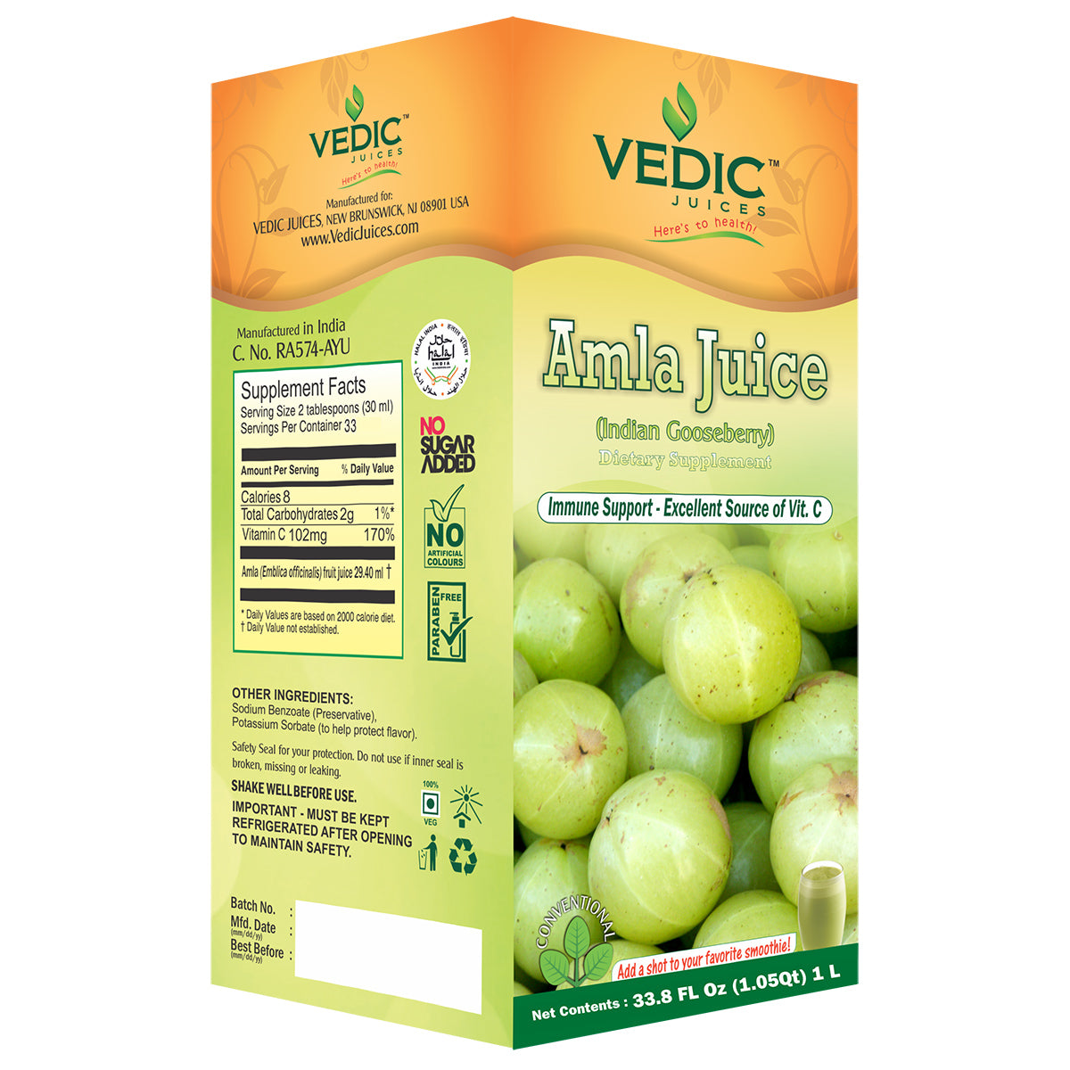Vedic Amla Juice | Immune Support - Excellent Source of Vitamin C - Item out of stock. Expected Arrival Date: June 1 2025