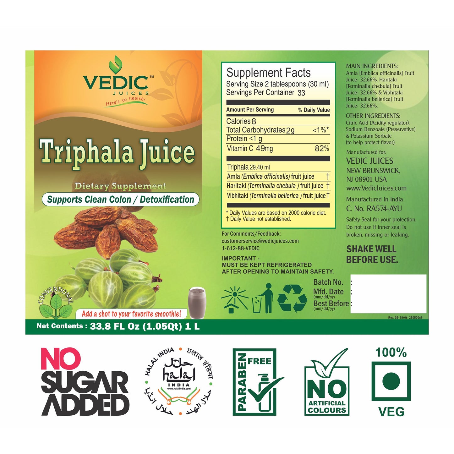 Vedic Triphala Juice | Supports Clean Colon Detoxification - The Vedic Store