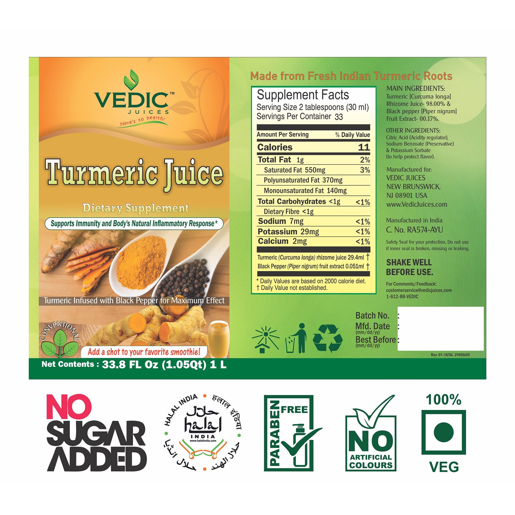 Vedic Turmeric Juice | Immune Support & Natural Inflammatory Response