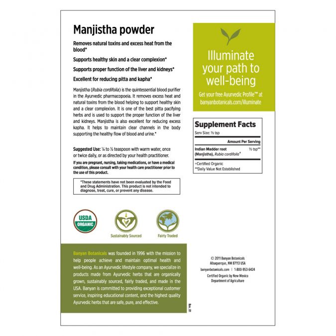 Banyan Botanicals Manjista Powder