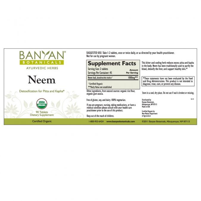 Banyan Botanicals Neem tablets