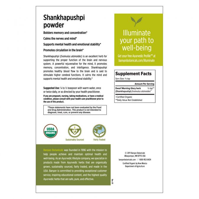 Banyan Botanicals Shankhapushpi powder