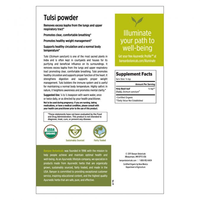 Banyan Botanicals Tulsi powder