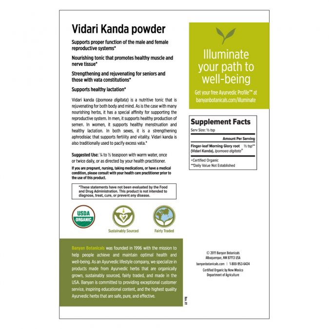 Banyan Botanicals Vidari Kanda powder