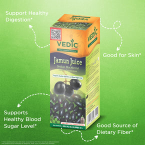 Vedic Jamun Juice - Blueberry Blend Juice Concentrate - Natural Antioxidant for Immune Support -  33.8oz, Ideal for Daily Use