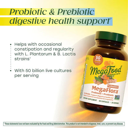 MegaFlora® Probiotic + Prebiotic with Turmeric