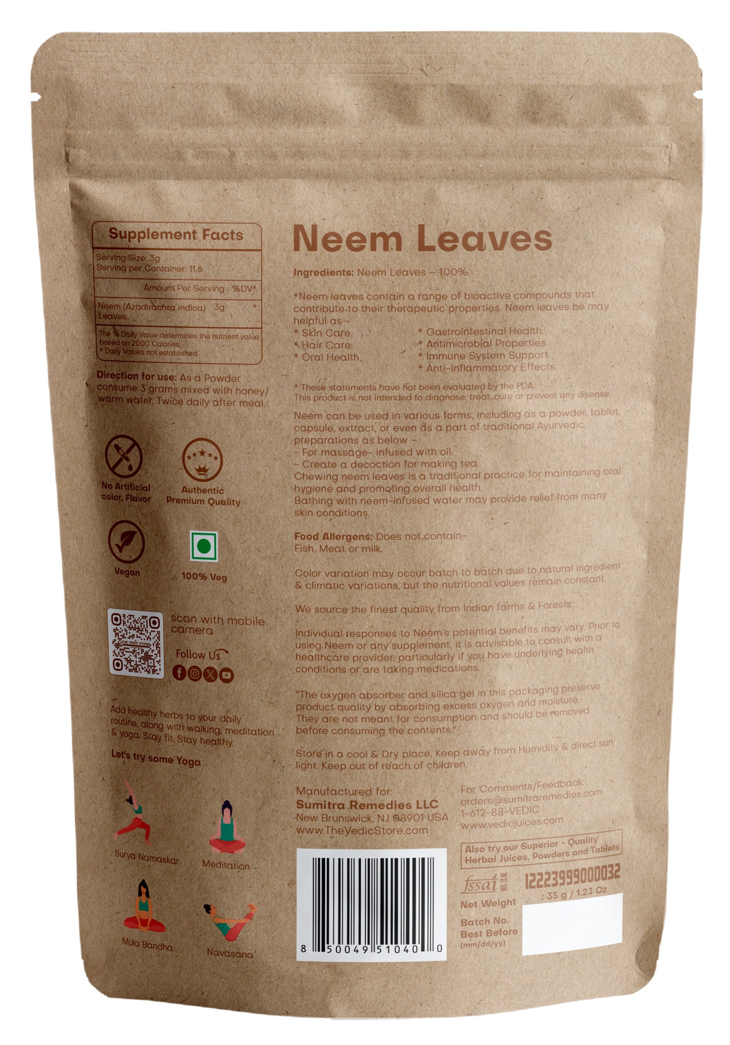 Vedic Herbs Neem Leaves