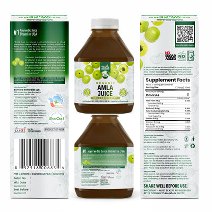 Vedic Organic Amla Juice – Indian Gooseberry (500 mL × 2 Bottles)