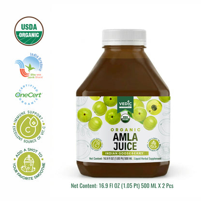 Vedic Organic Amla Juice – Indian Gooseberry (500 mL × 2 Bottles)