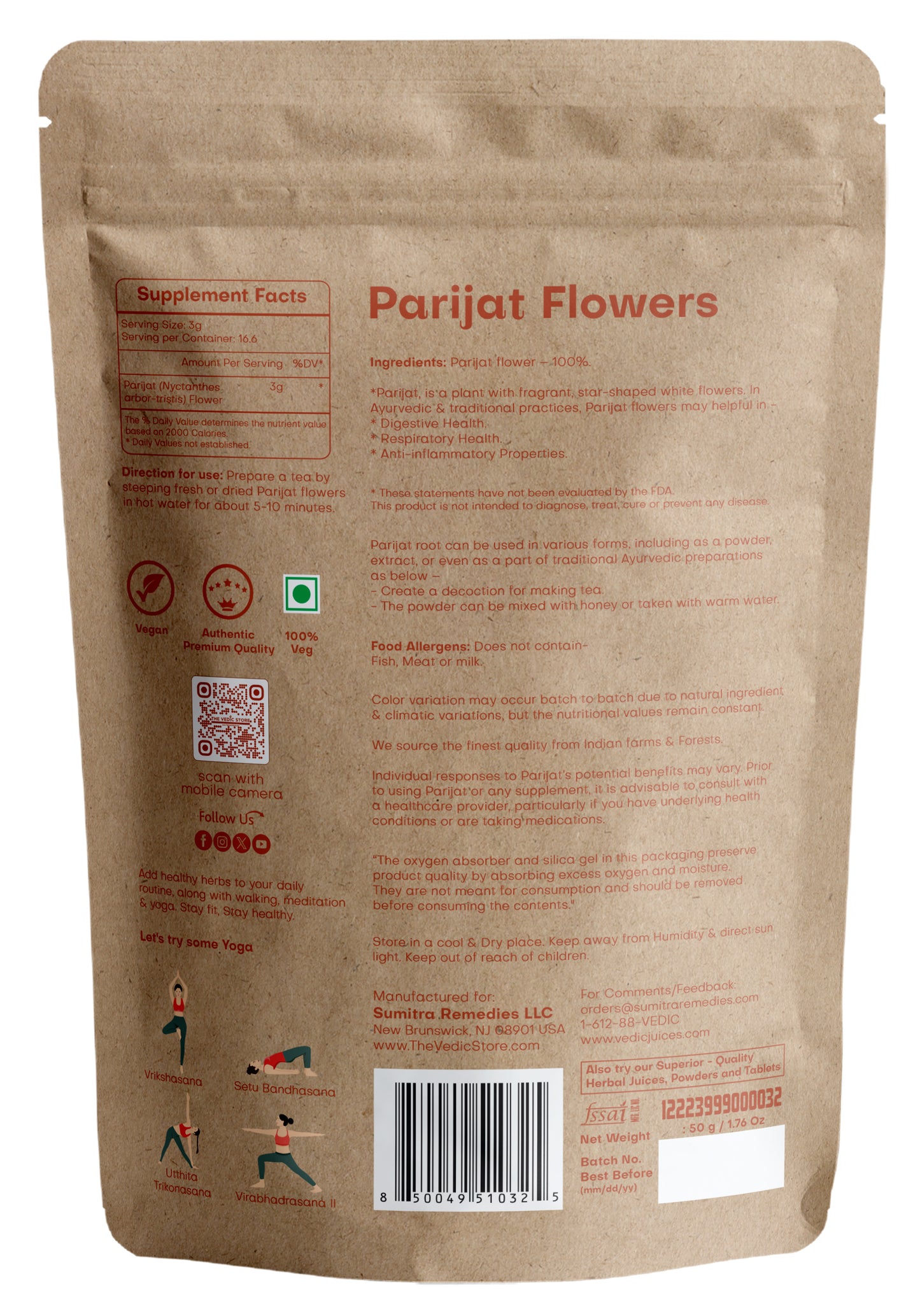Vedic Herbs Parijat / Harsingar Flowers