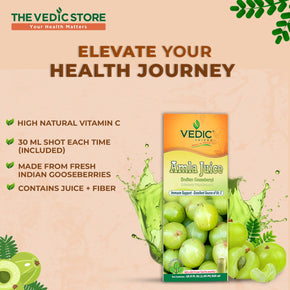 Amla Juice, Indian Gooseberry Supplement with Vitamin C for Gut Health, Immune Support, and Hair Growth, Herbal Drink with No Added Sugar or Parabens, 1 Liter - Vedic Juices…