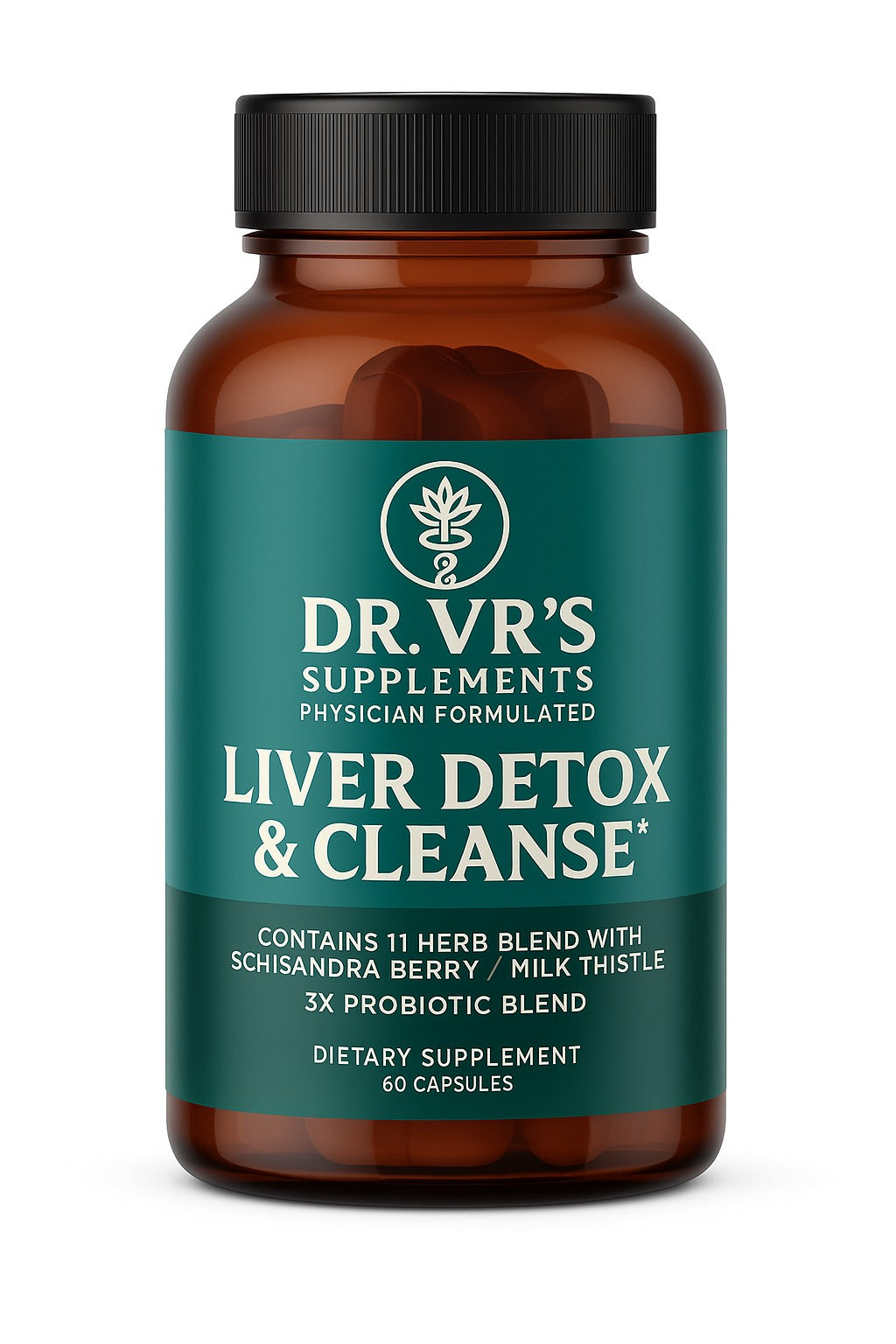 Dr VR's Liver Detox & Cleanse, 60 Capsules, 11 Herb Blend with Schisandra Berry, Milk Thistle, Probiotic Formula