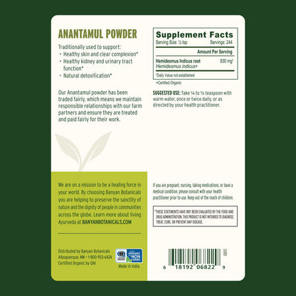 Banyan Botanicals Anantamul powder (1/2 lb) - The Vedic Store