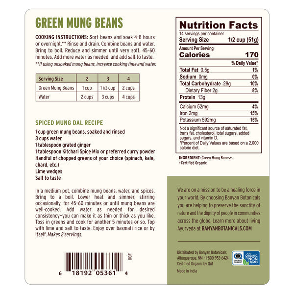 Green Mung Beans - The Vedic Store