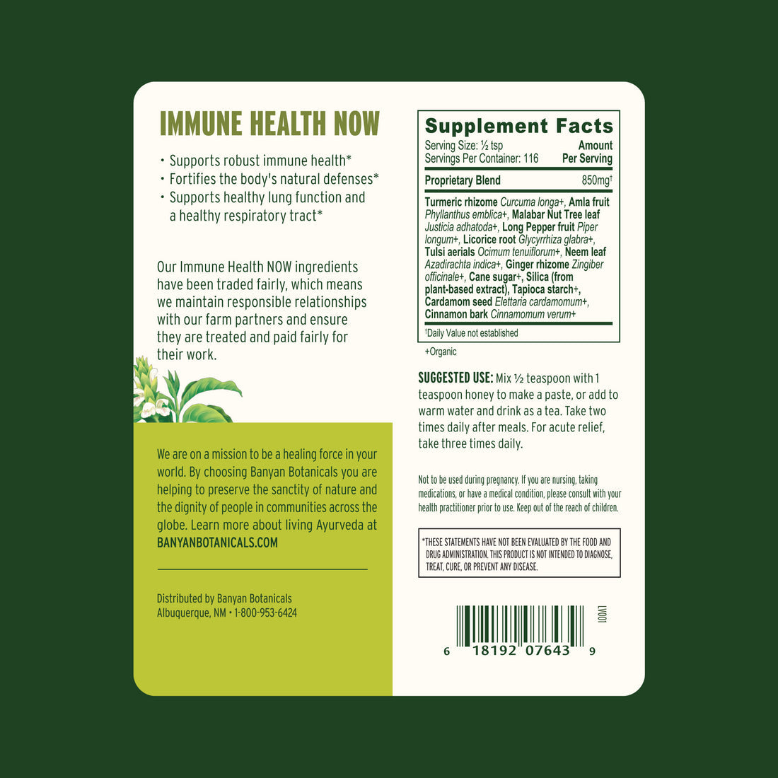Banyan Botanicals Immune Health Now (3.5 oz) - Respiratory System Support - The Vedic Store