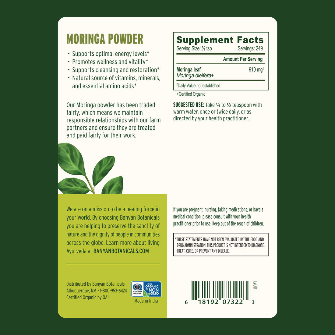 Banyan Botanicals Moringa Powder - The Vedic Store