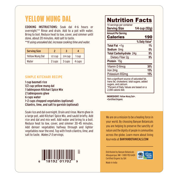 Yellow Mung Dal - The Vedic Store