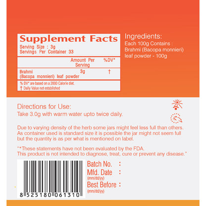 Vedic Brahmi Powder | Supports Healthy Memory - The Vedic Store