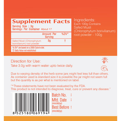 Vedic Safed Musli Powder | Supports Healthy Male Reproductive System - The Vedic Store