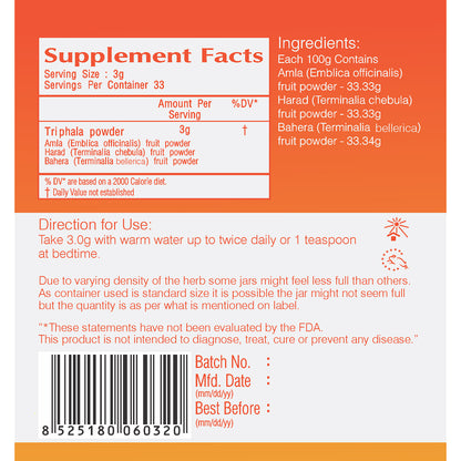 Vedic Triphala Powder | Helps Body Detoxification - The Vedic Store