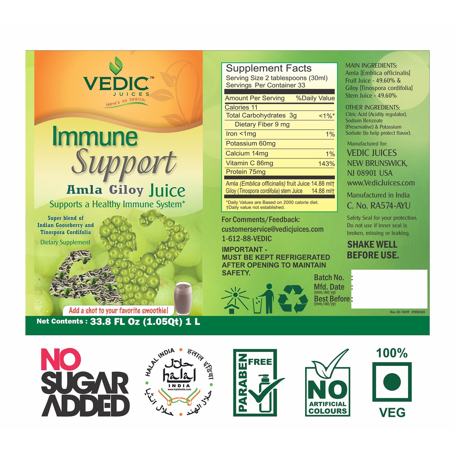 Vedic Amla Giloy Juice | Supports Healthy Digestion & Immune System - The Vedic Store