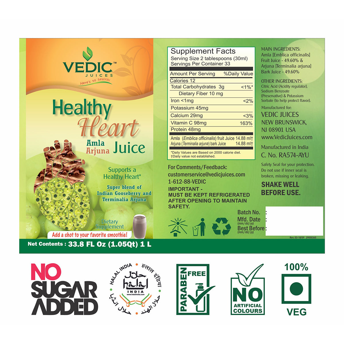 Vedic Amla Arjuna Juice | Healthy Heart Support - The Vedic Store